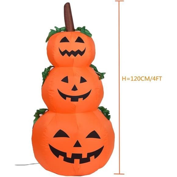 4FT Halloween Inflatable Pumpkins Decor Blow up Pumpkin Stacked Halloween Decor - Picture 5 of 6